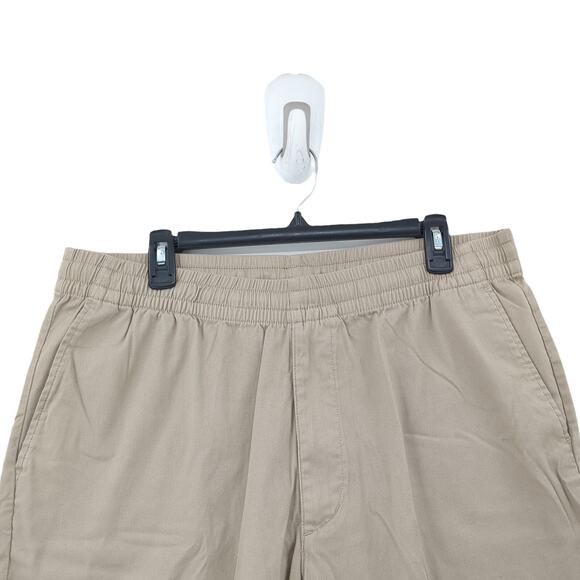 Uniqlo Men XL Dry Stretch Easy Shorts Khaki Brown 8" Inseam Twill Elastic Pocket - Picture 2 of 8